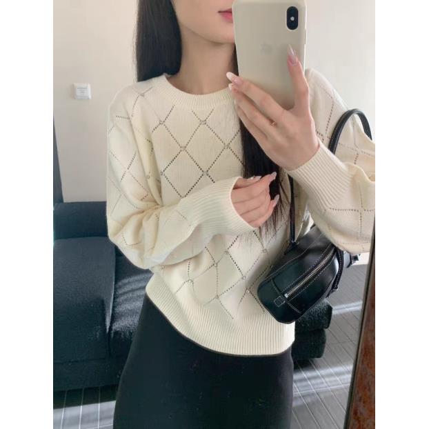 新新定制-软糯钻石菱格长袖套头柔软针织毛衣270948