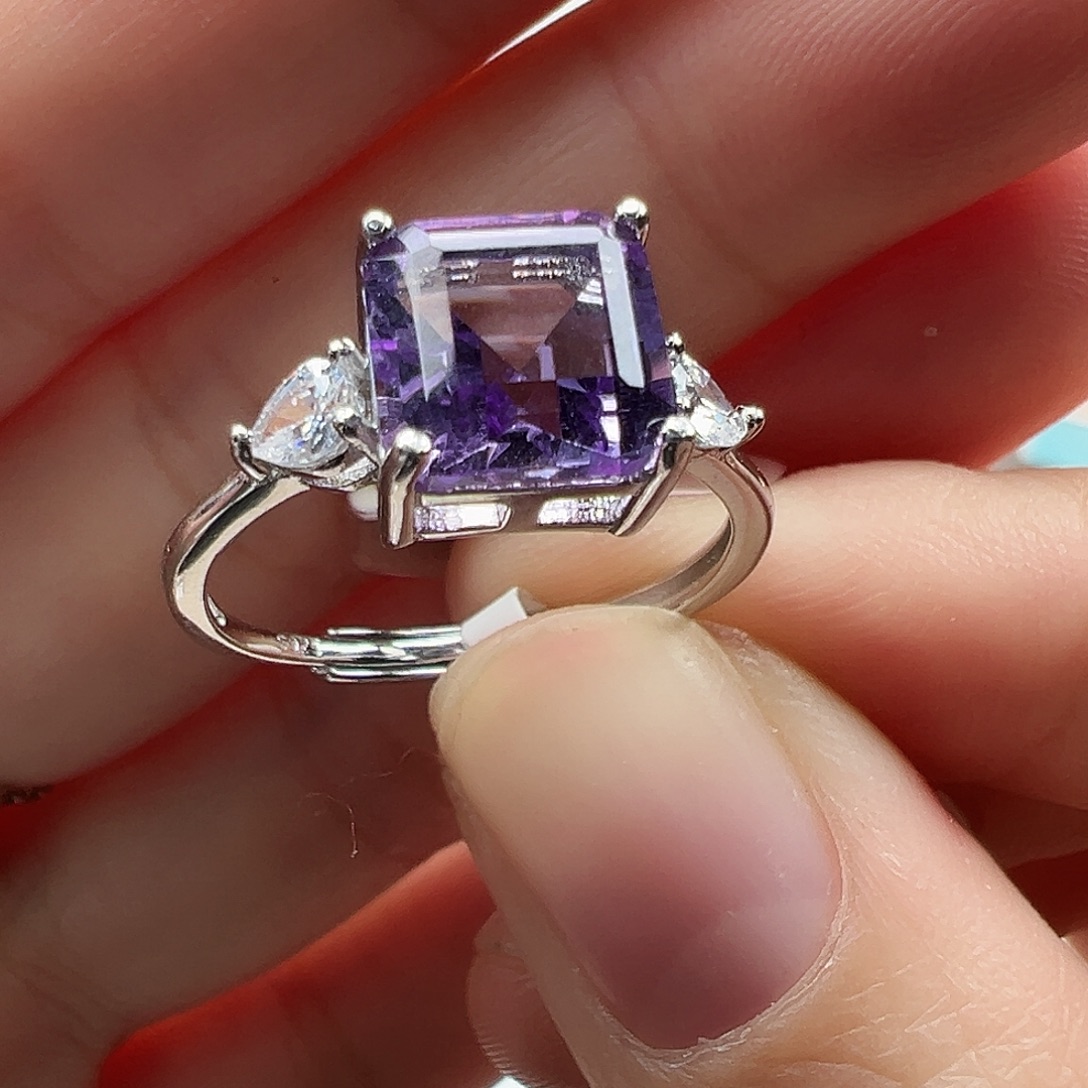 紫晶银S925镶嵌戒指