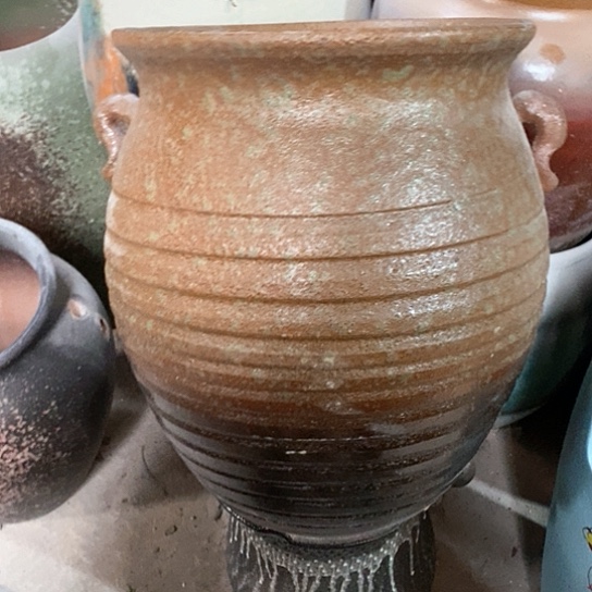 紫砂花盆口24高度30瑕疵双拼