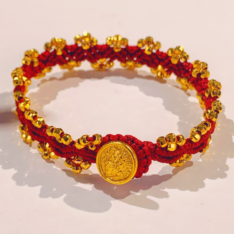 手链 JR18A010古法波浪纹红绳手链多样性发货