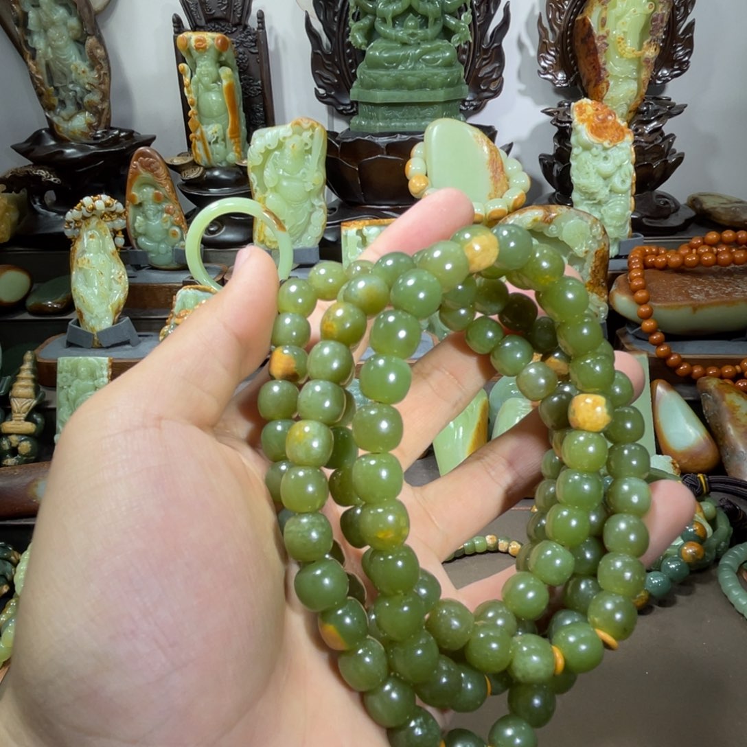 透闪石质玉108未镶嵌