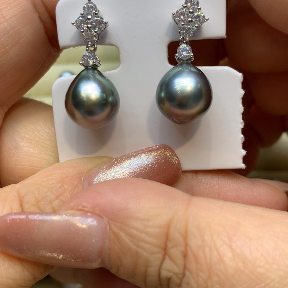 银S925镶嵌耳饰海水珍珠