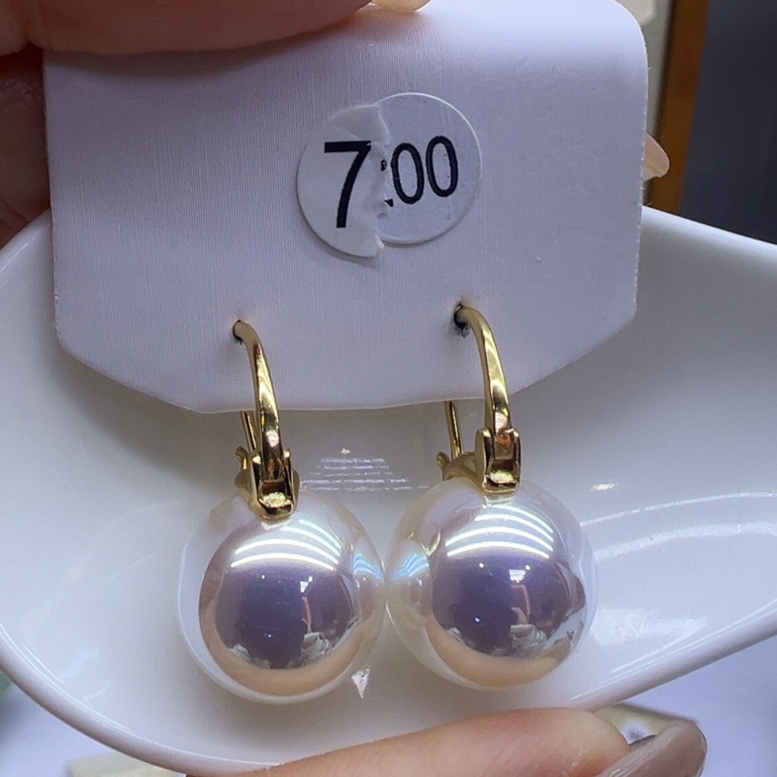 耳饰银S925镶嵌淡水珍珠