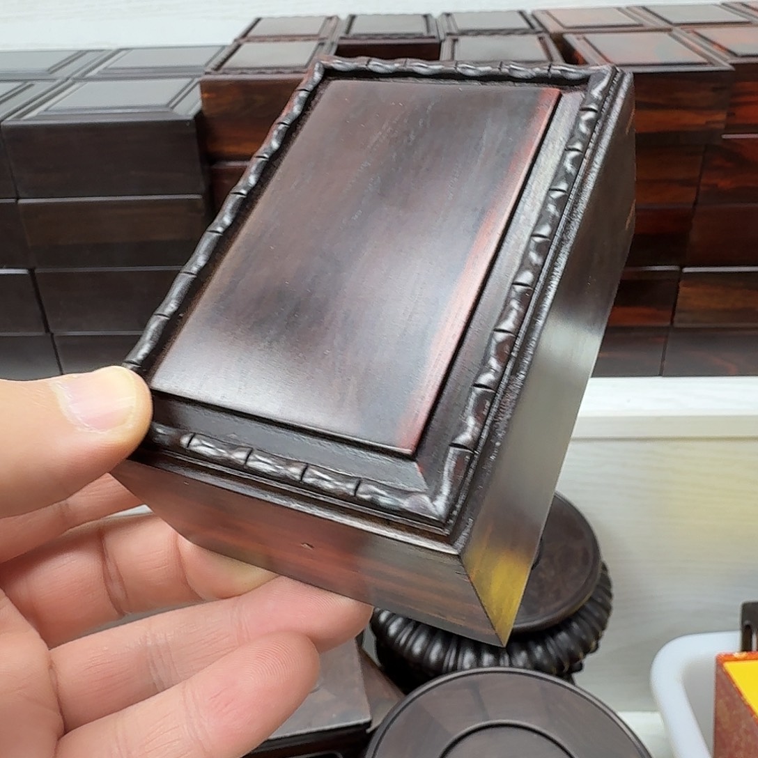 木大红酸枝长方盒子竹节款