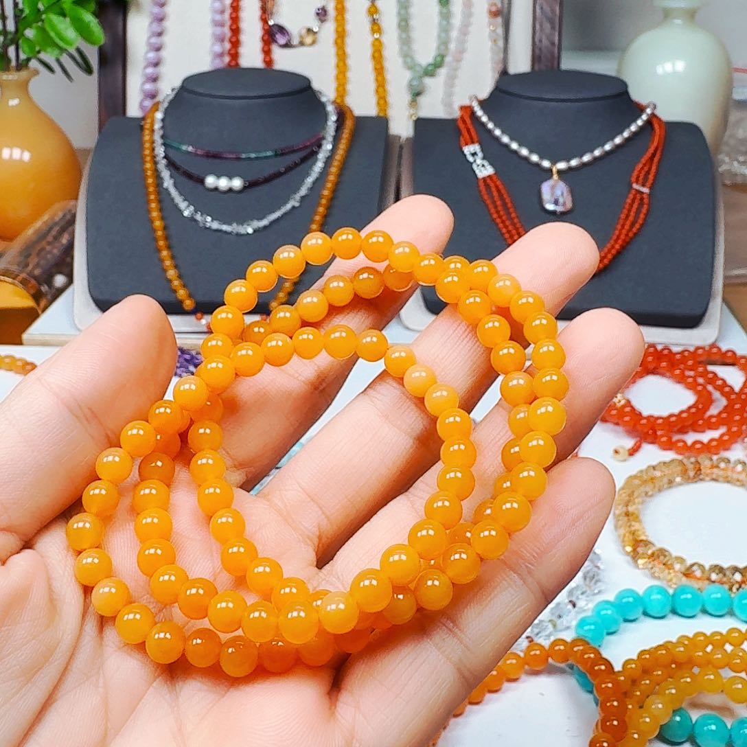 石英质玉（黄龙玉）手链未镶嵌