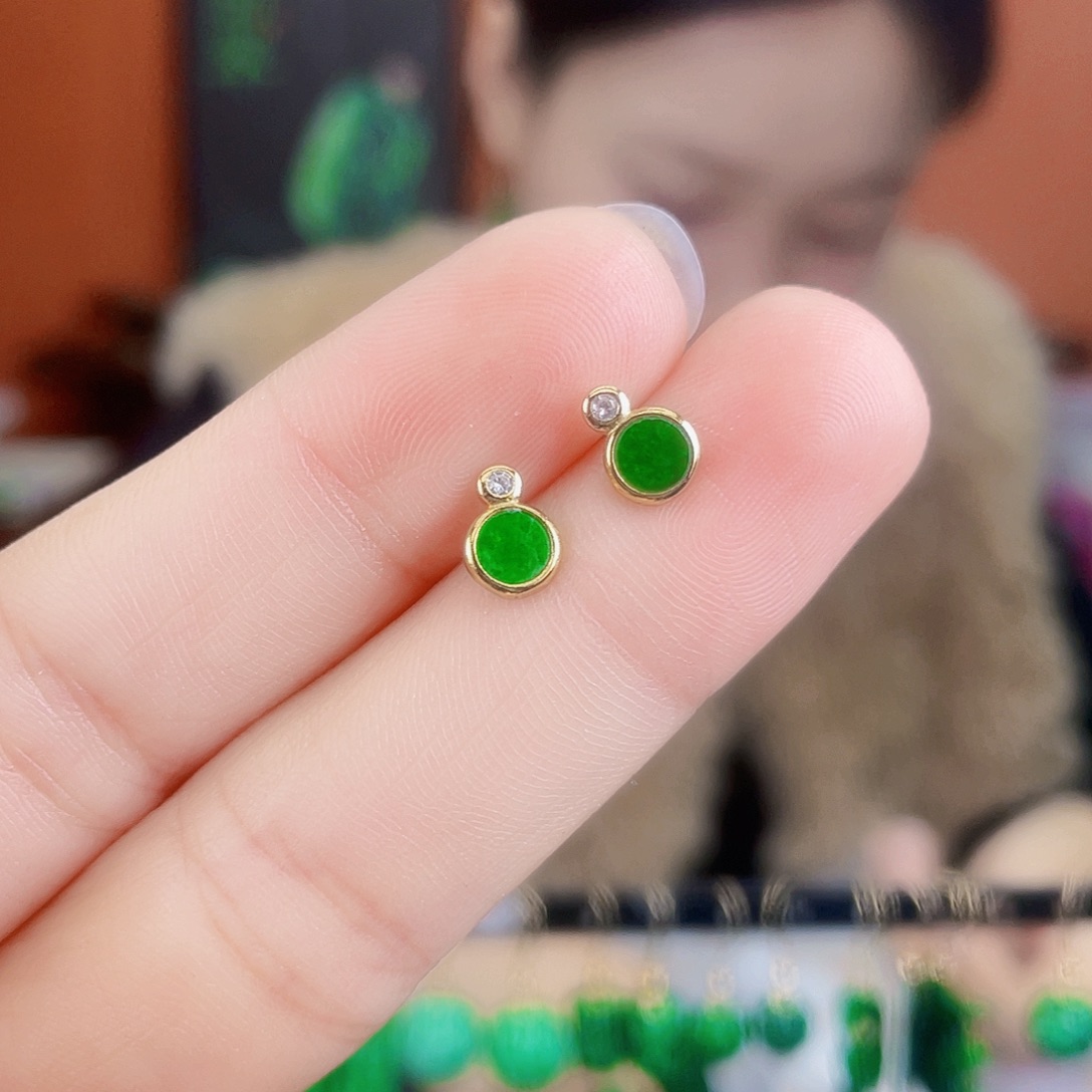 翡翠银S925镶嵌耳饰