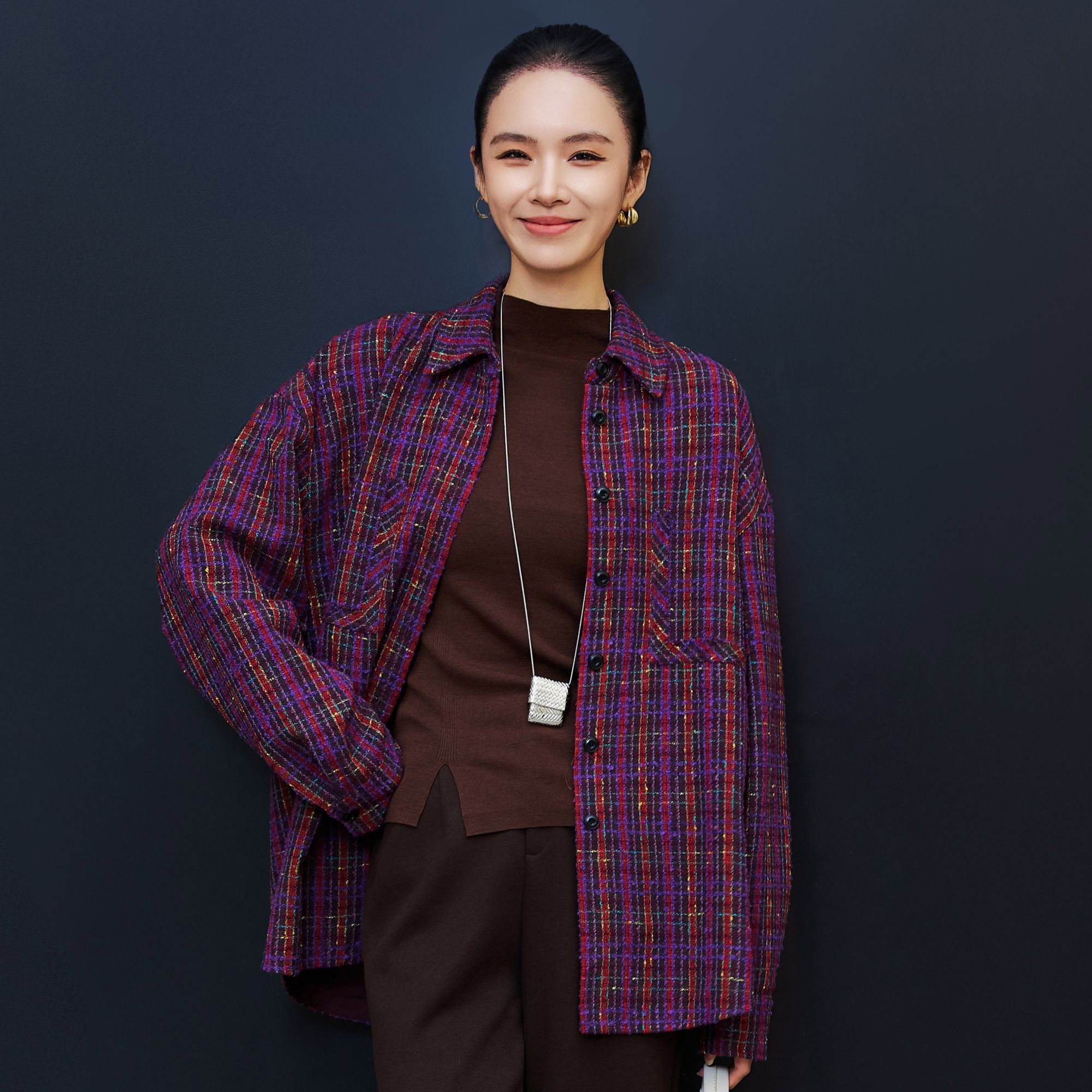 俪妍【LIVELY·YAN】冬季款格纹衬衣37958时尚复古小香风