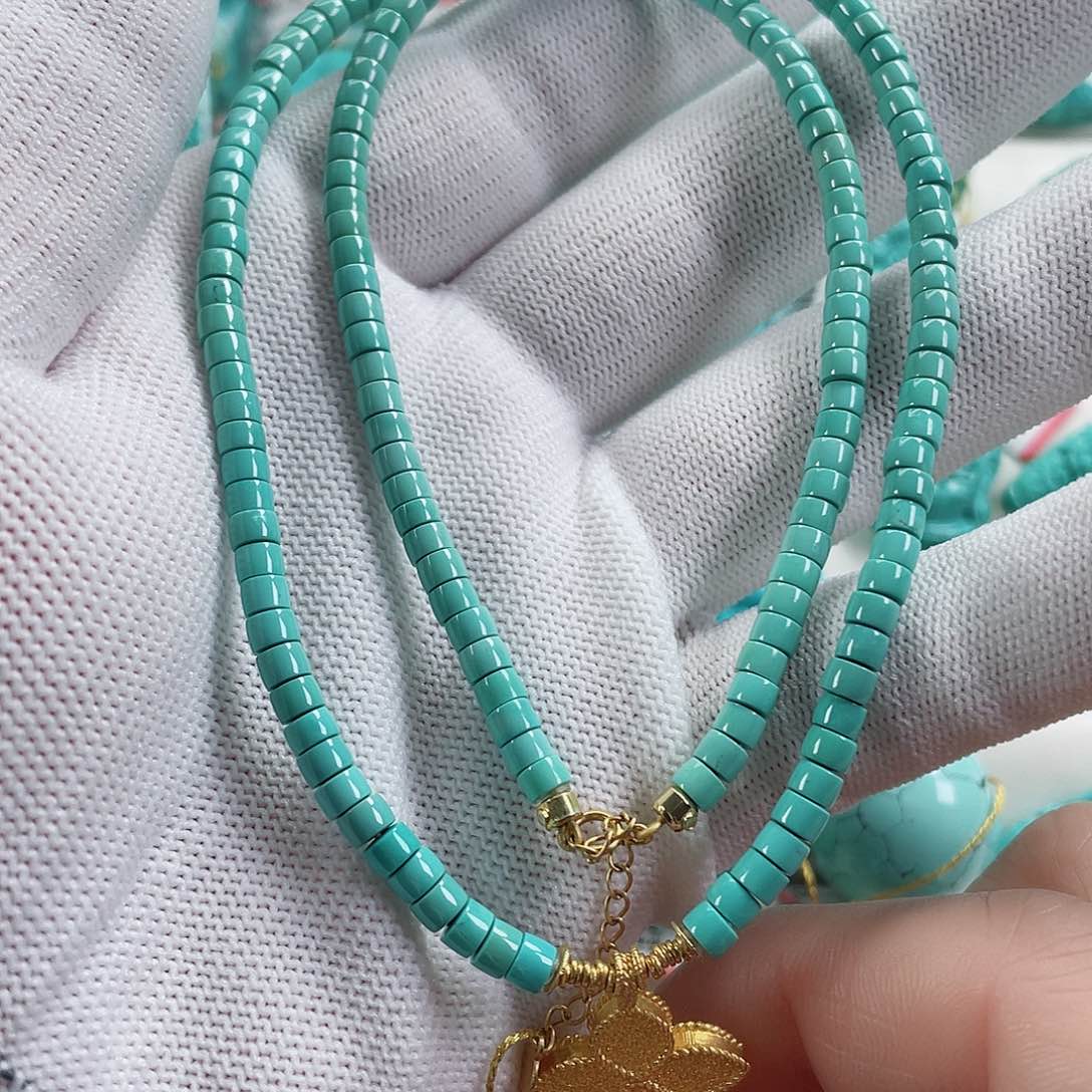 绿松石车挂18K金镶嵌尺寸4