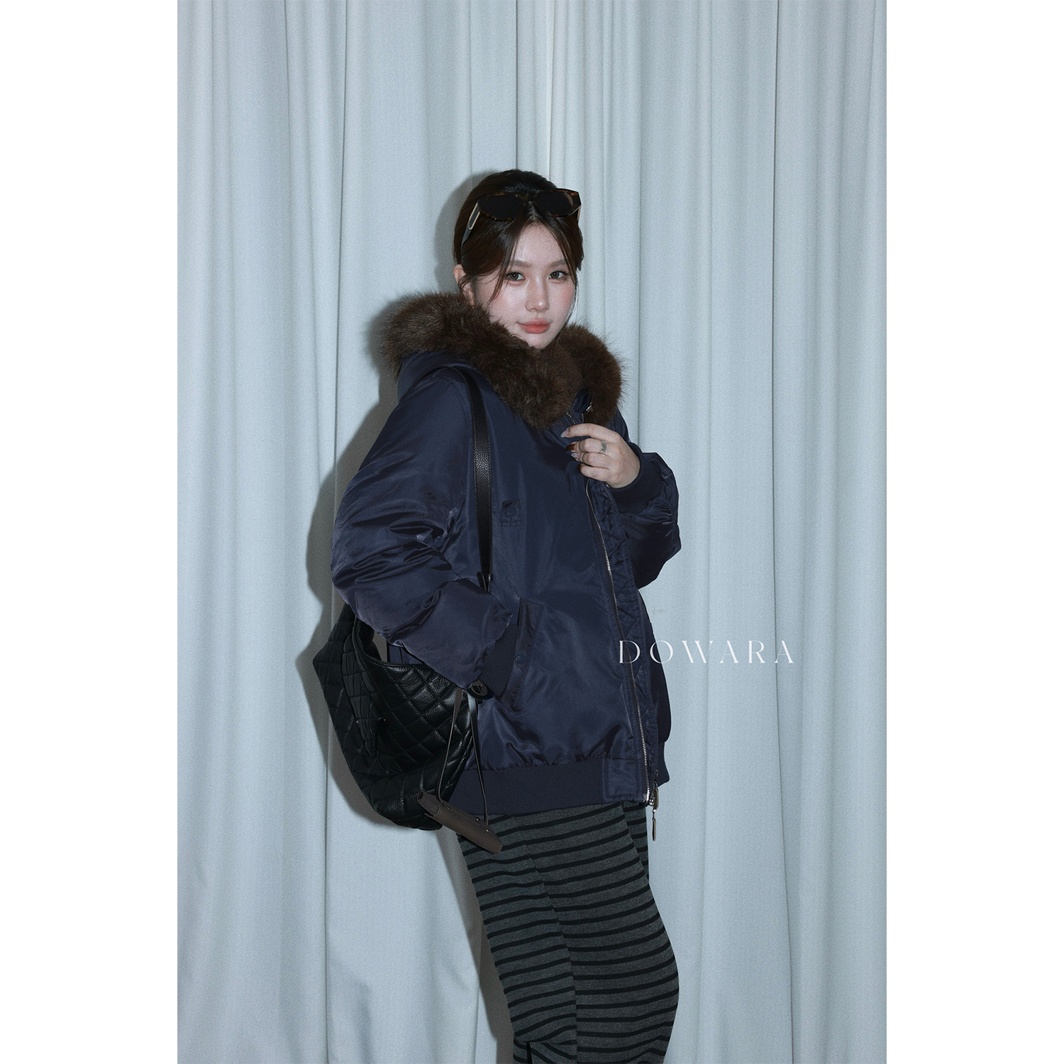 现货大婉酱微胖定制90白鸭绒韩版连帽羽绒服设计感夹克外套 1013D