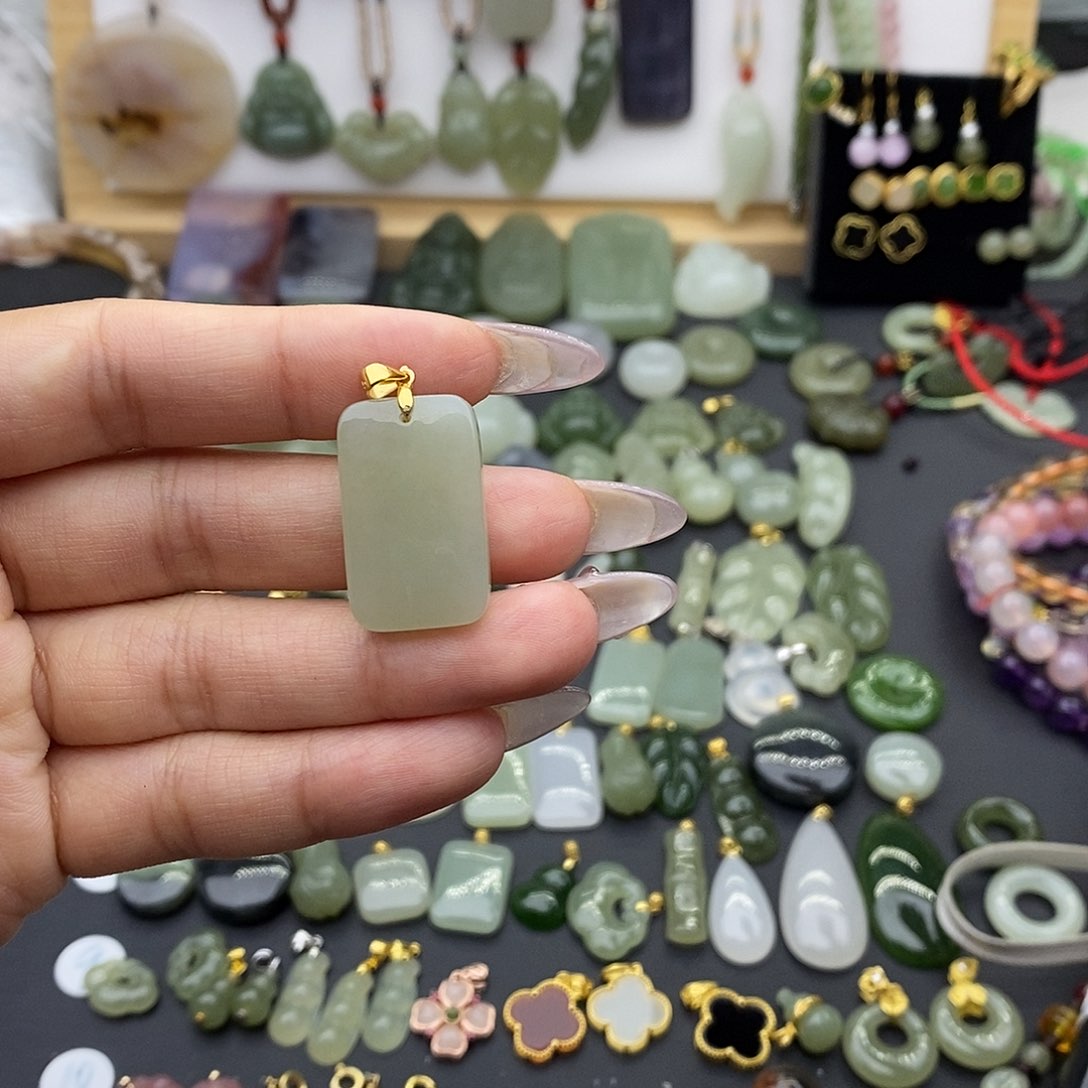 和田玉吊坠(不含链)银S925镶嵌