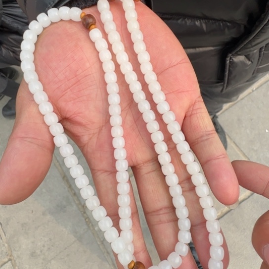 和田玉颈饰未镶嵌俄芭莎卡8x7白玉羊脂级108颗