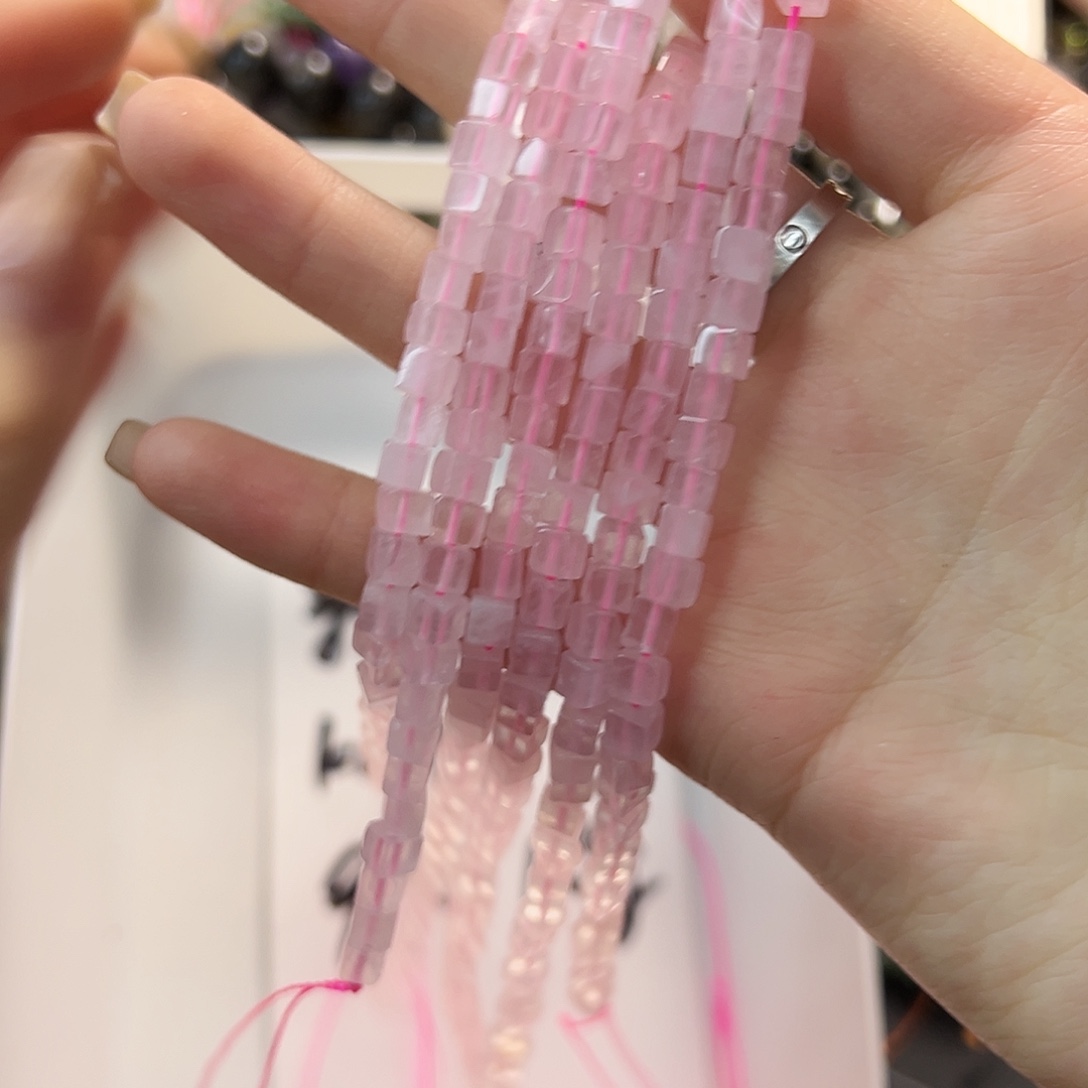 玛瑙/玉髓合金珠宝半成品粉水方糖卡4一条