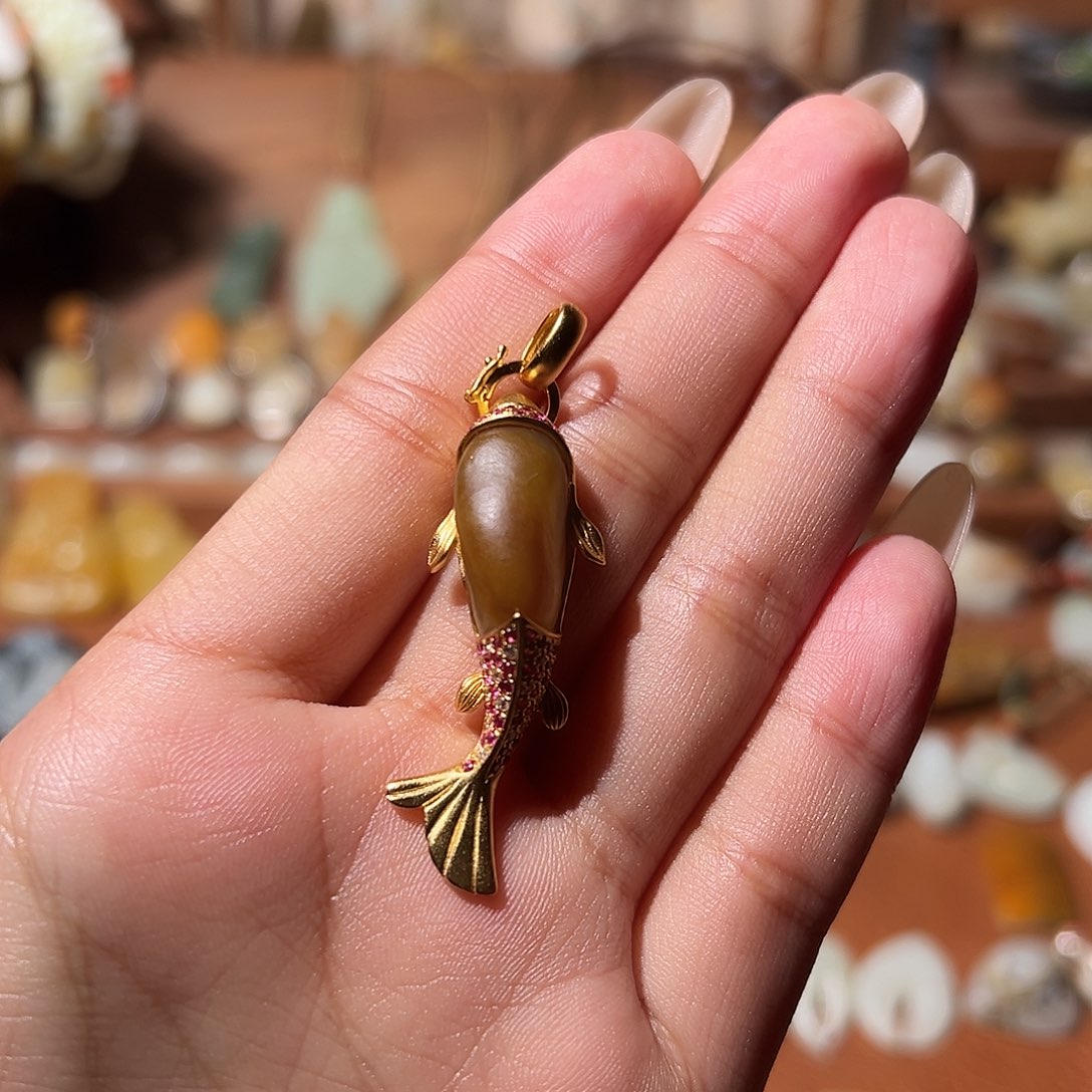 和田玉颈饰银S925镶嵌