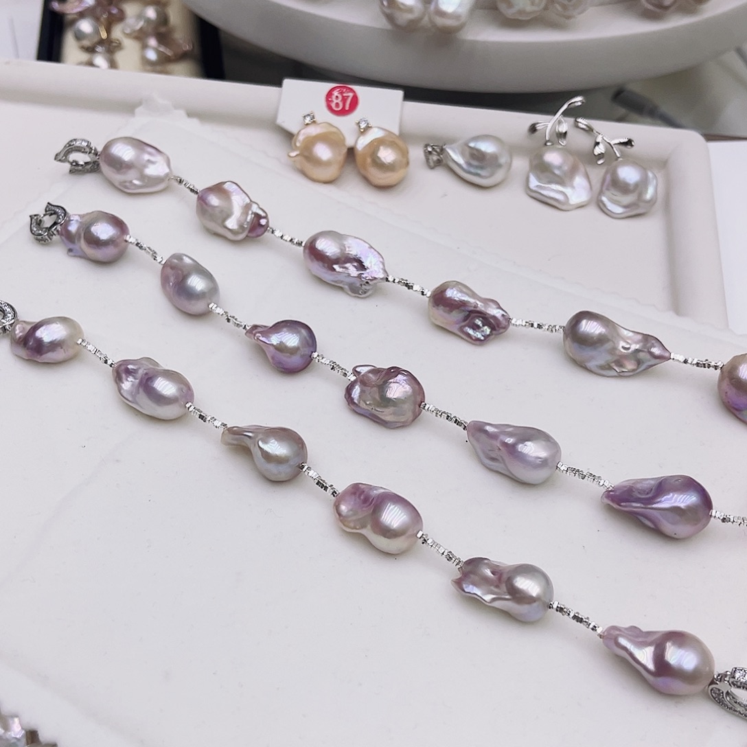 淡水珍珠银S925镶嵌颈饰空**Z