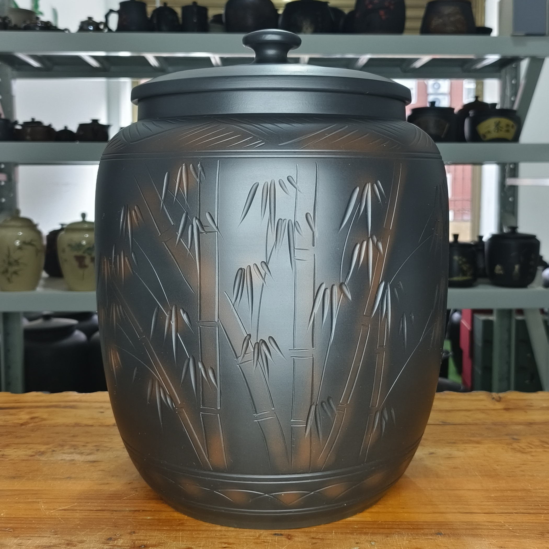 建水紫陶16饼茶叶缸20斤米缸纯手工大号大容量茶叶罐高端密封罐家