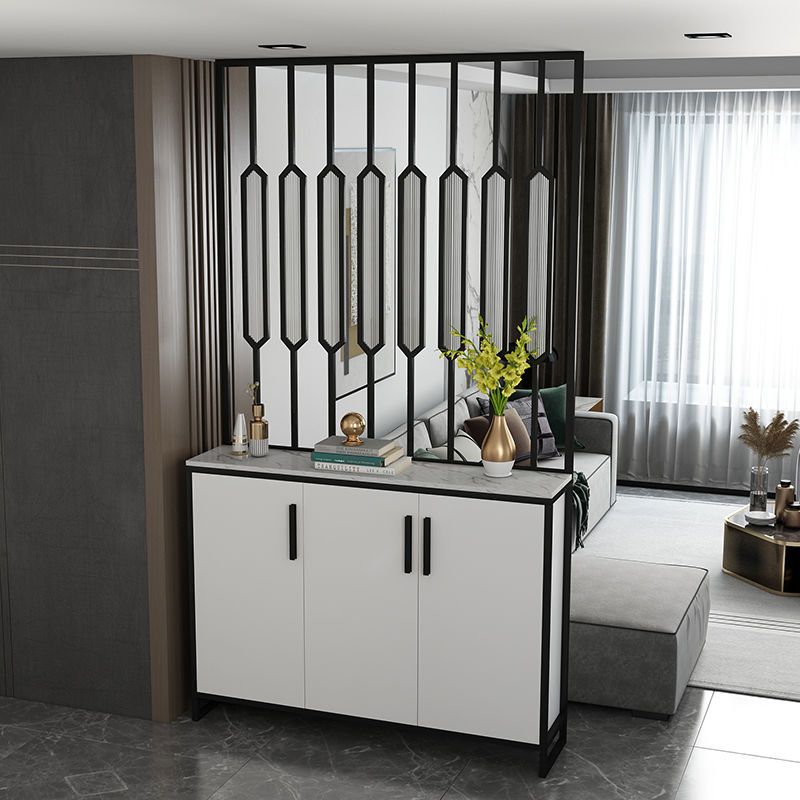 北欧轻奢进门玄关柜屏风隔断长虹玻璃客厅鞋柜一体现代进门间厅柜