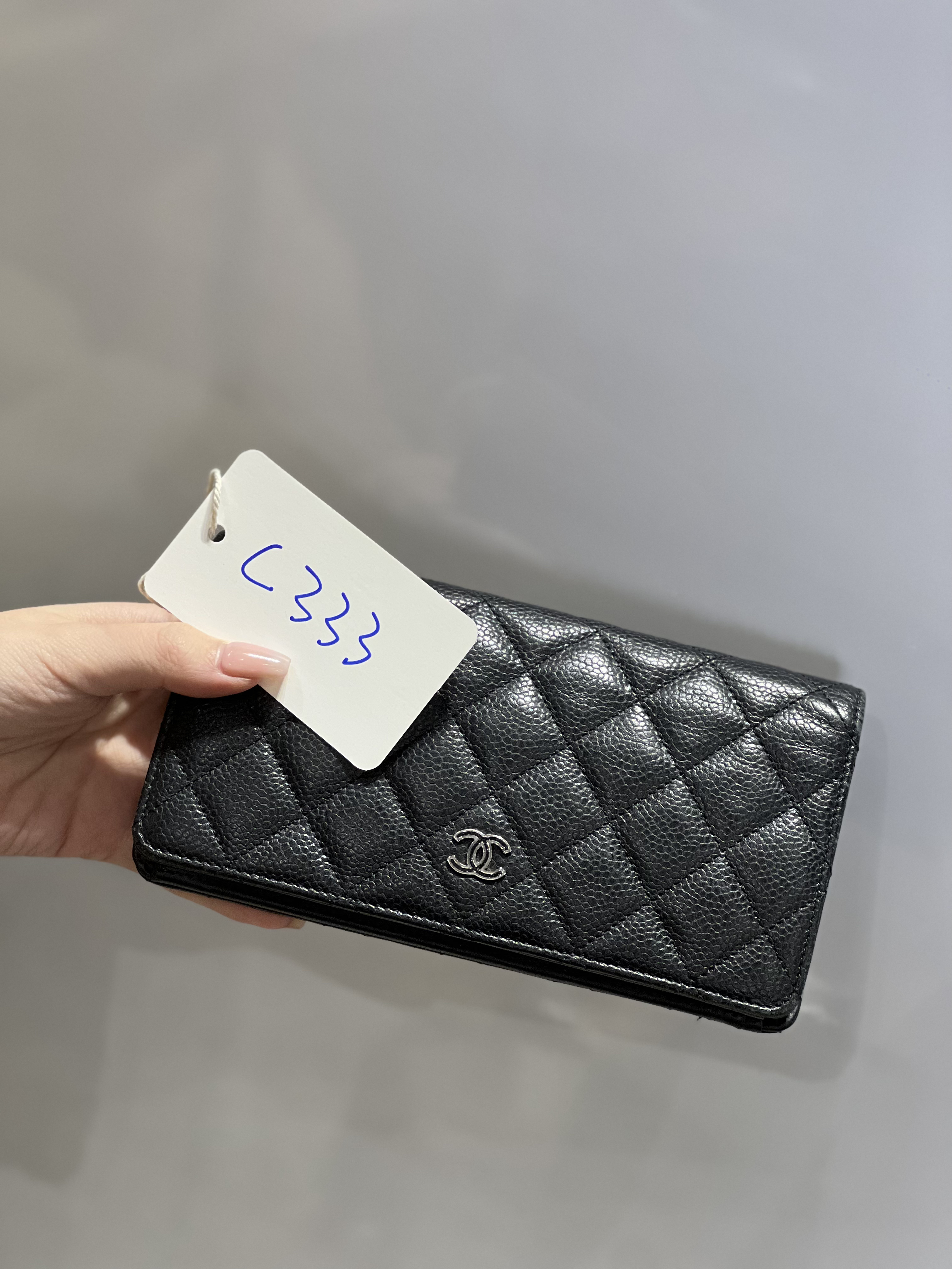 95新 Chanel/香奈儿 夏七中古/Chanel 黑银钱包c333
