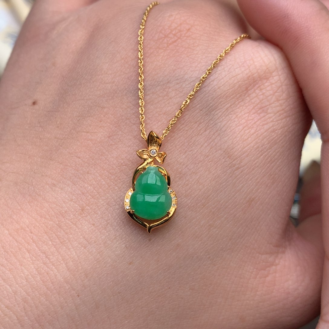 【闪购商品】翡翠挂件18K金镶嵌一