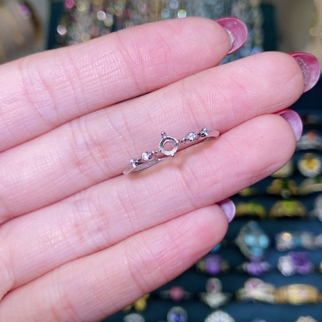 坦桑石戒指银S925镶嵌17号 圆三坦桑石