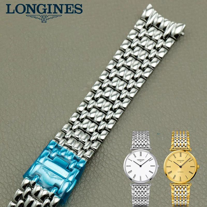 适配浪琴瑰丽表带钢带男女L4921 4 922 905表链321 821手表带配件