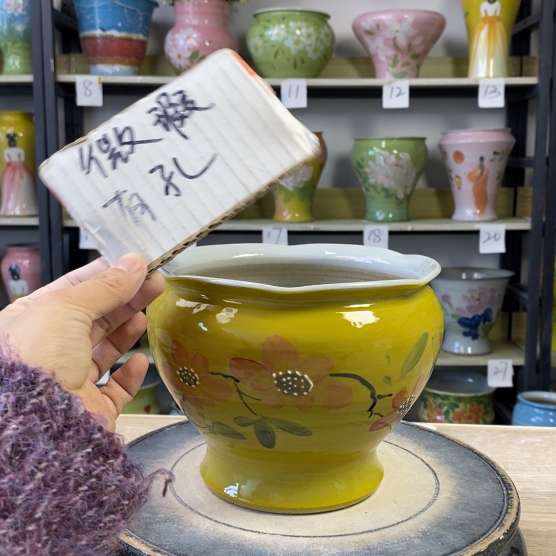 景德镇手工手绘陶瓷花盆