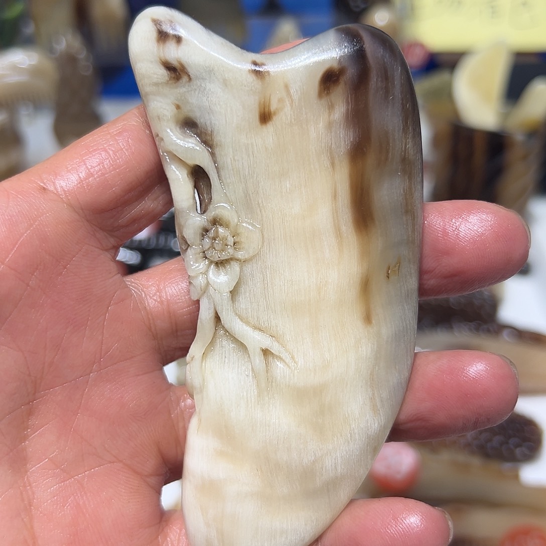 香榧木天然牛角一物一拍