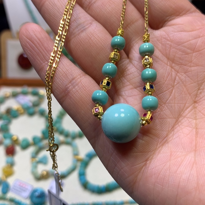 绿松石18K金镶嵌项链