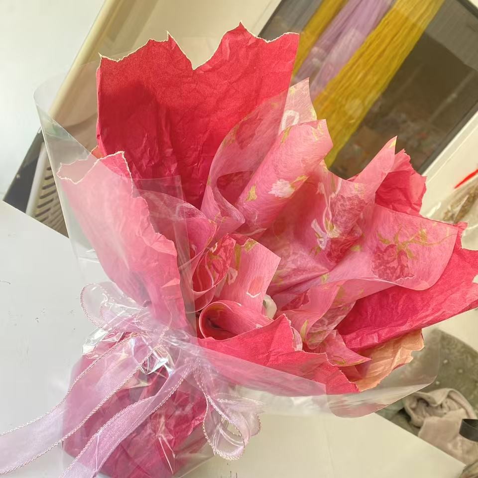 ins风花束空壳包装进口牛皮纸搭配玫瑰的故事内衬棉