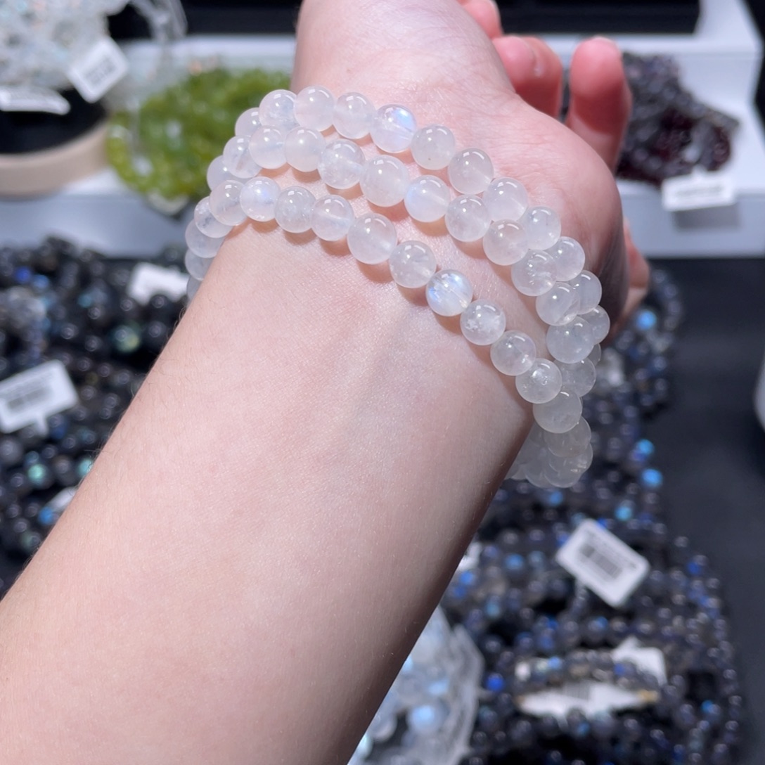 未镶嵌手链长石多圈奶油体蓝月光6m+