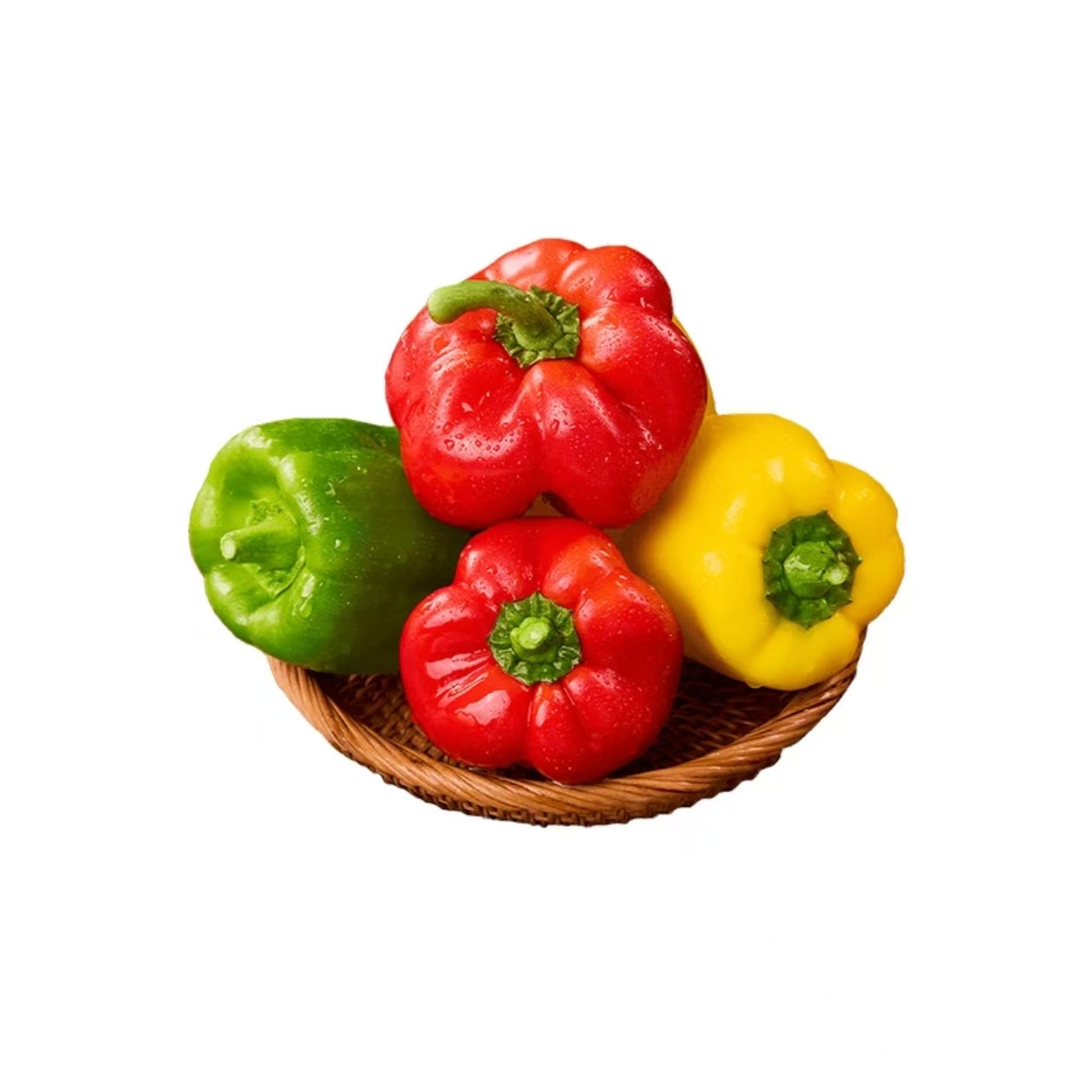 脆甜新鲜彩椒圆辣椒水果彩椒甜椒五彩椒水果绿色蔬菜