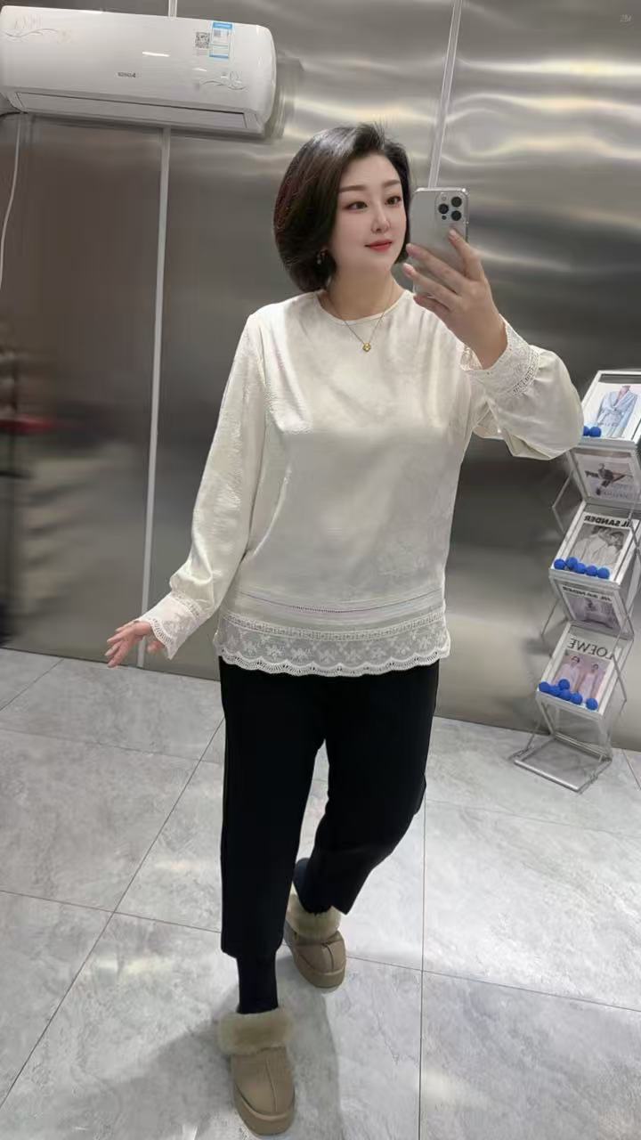 【聪姐推荐】00101072春季新款圆领小衫（衣长76，胸围128）