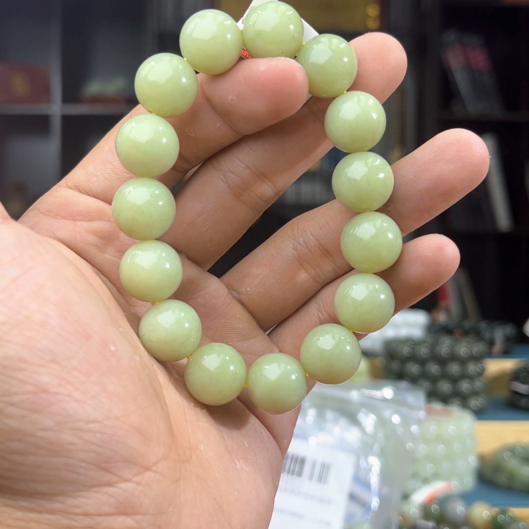 和田玉手串未镶嵌纯天然和田玉新疆若羌黄口料14