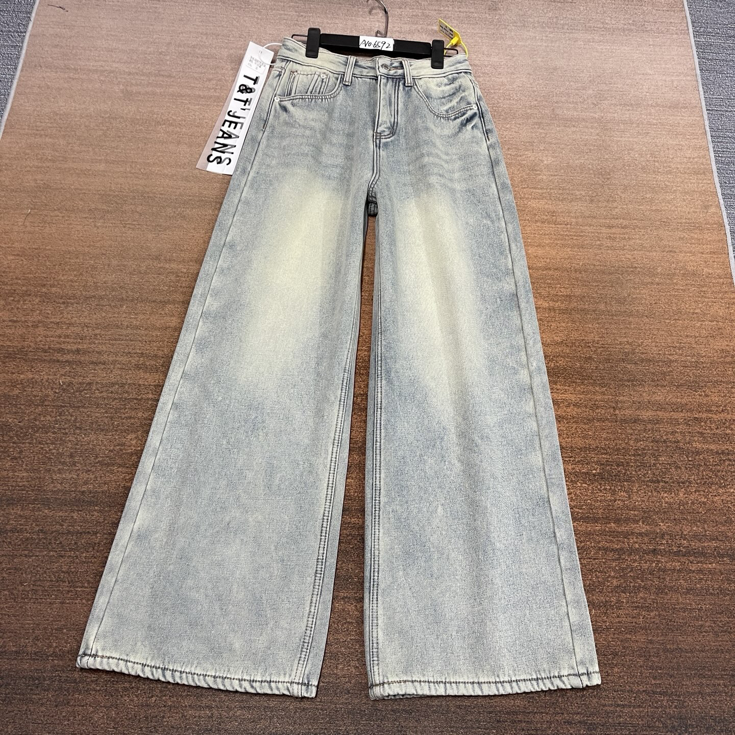 #A10-6592 加绒-厚绒 怀旧蓝街头风超帅阔腿拖地女裤 无弹