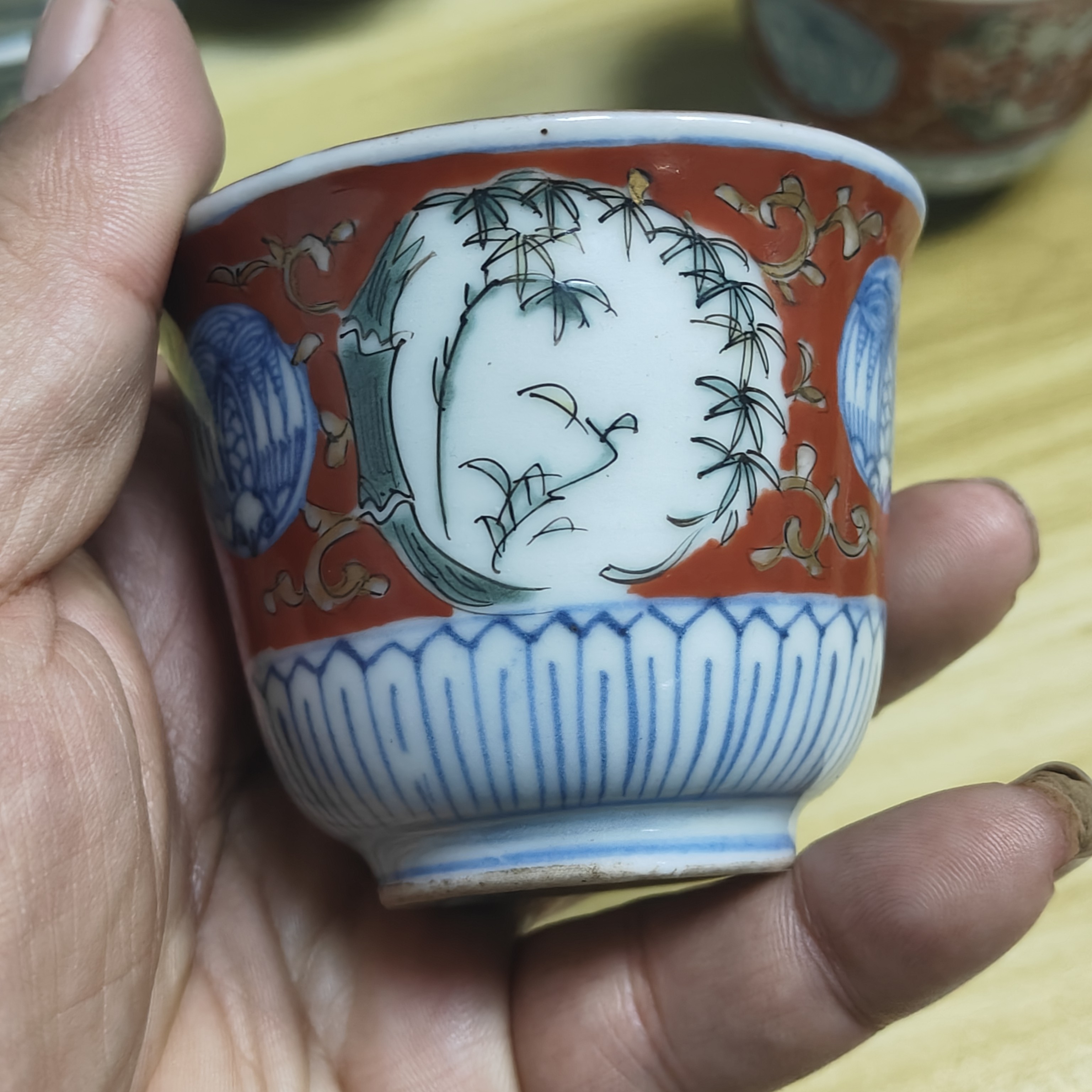 粉彩松竹梅杯子完整