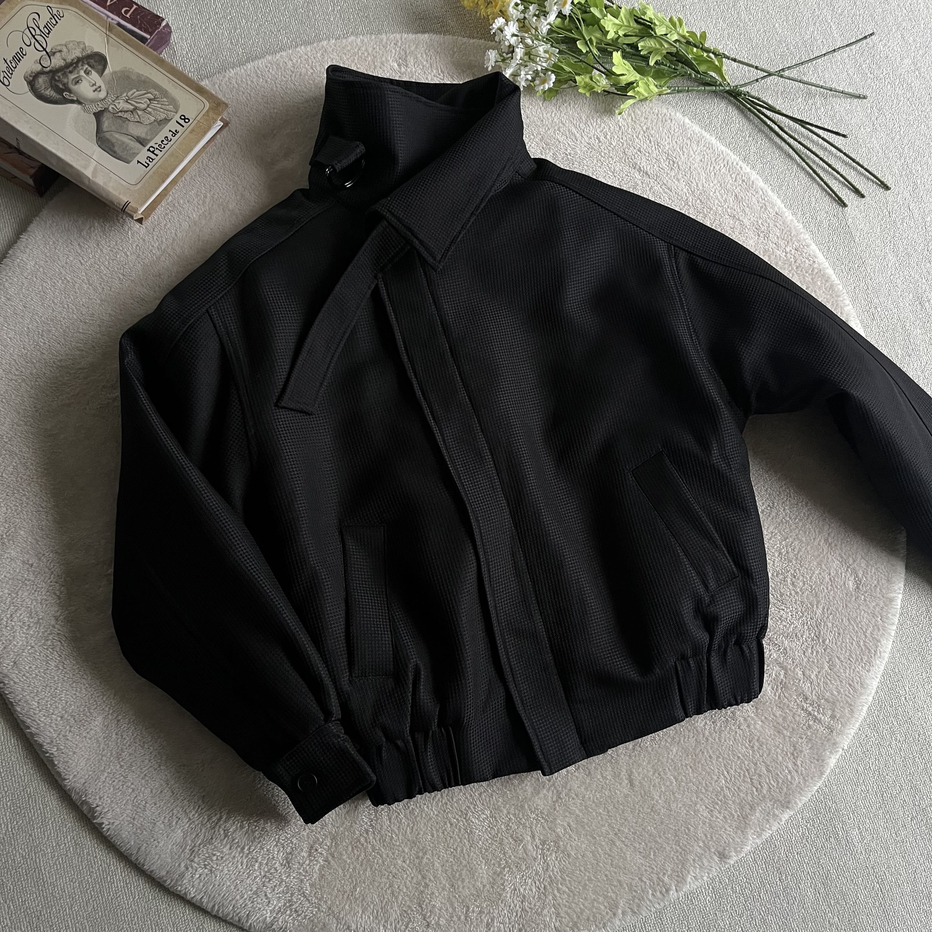 Xanvas提花肌理斜门襟高领剑道棉服外套夹克绑带设计感cleanfit