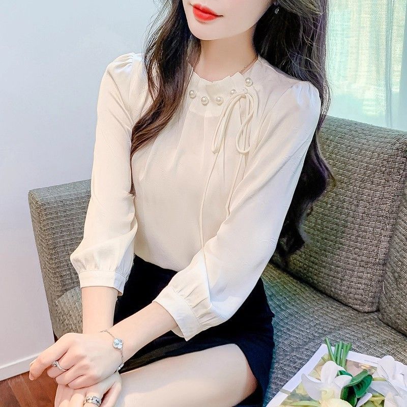 衬衫女款秋装2025新款时尚洋气法式七分袖高级感气质显瘦洋气上衣