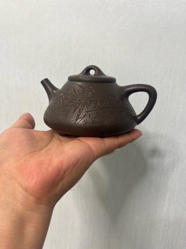 原矿紫砂子冶石瓢半手工制作300cc