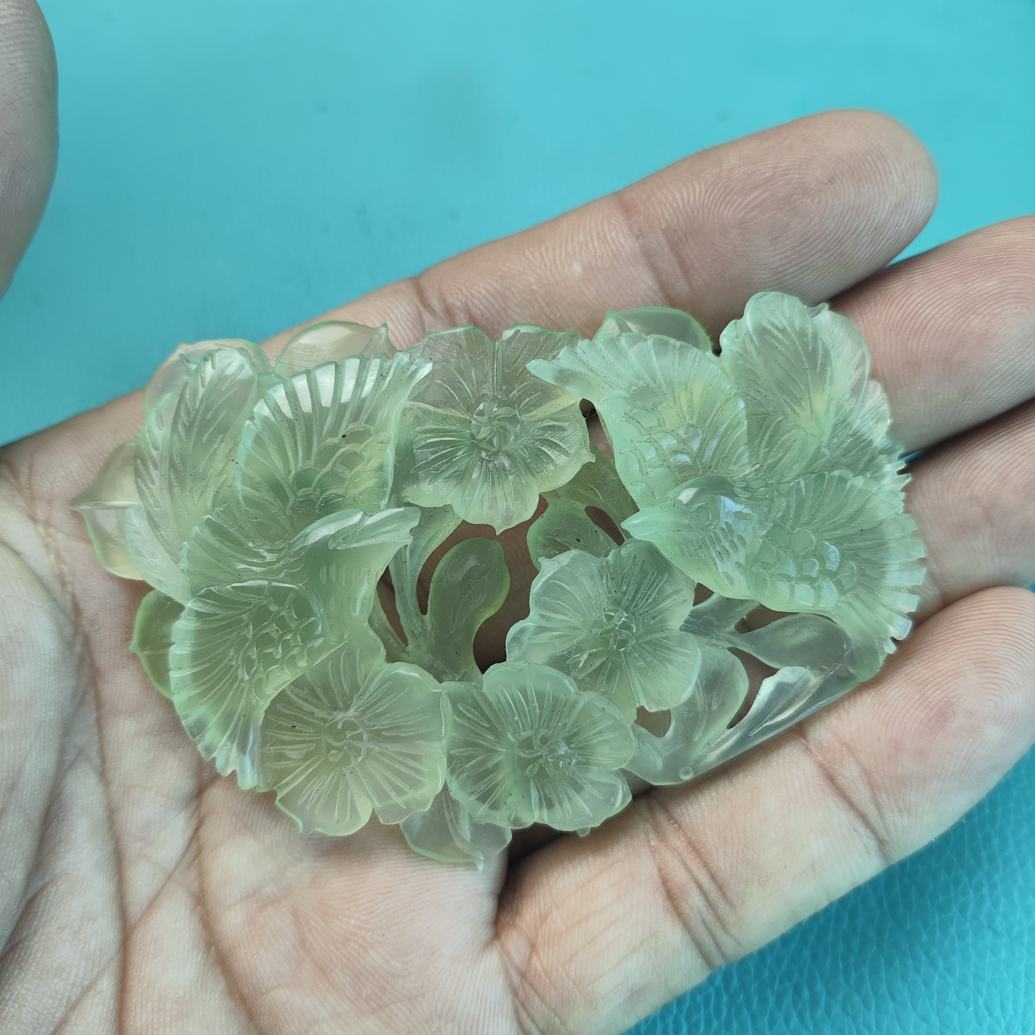 喜上眉梢岫玉毛衣链挂件吊坠手工雕刻