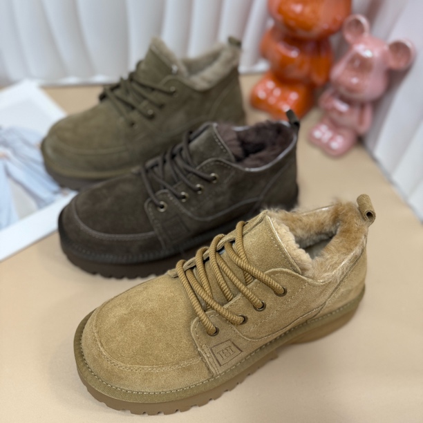 男士矮帮保暖加绒加厚牛皮羊毛【6886】防滑雪地靴真皮户外低帮冬季