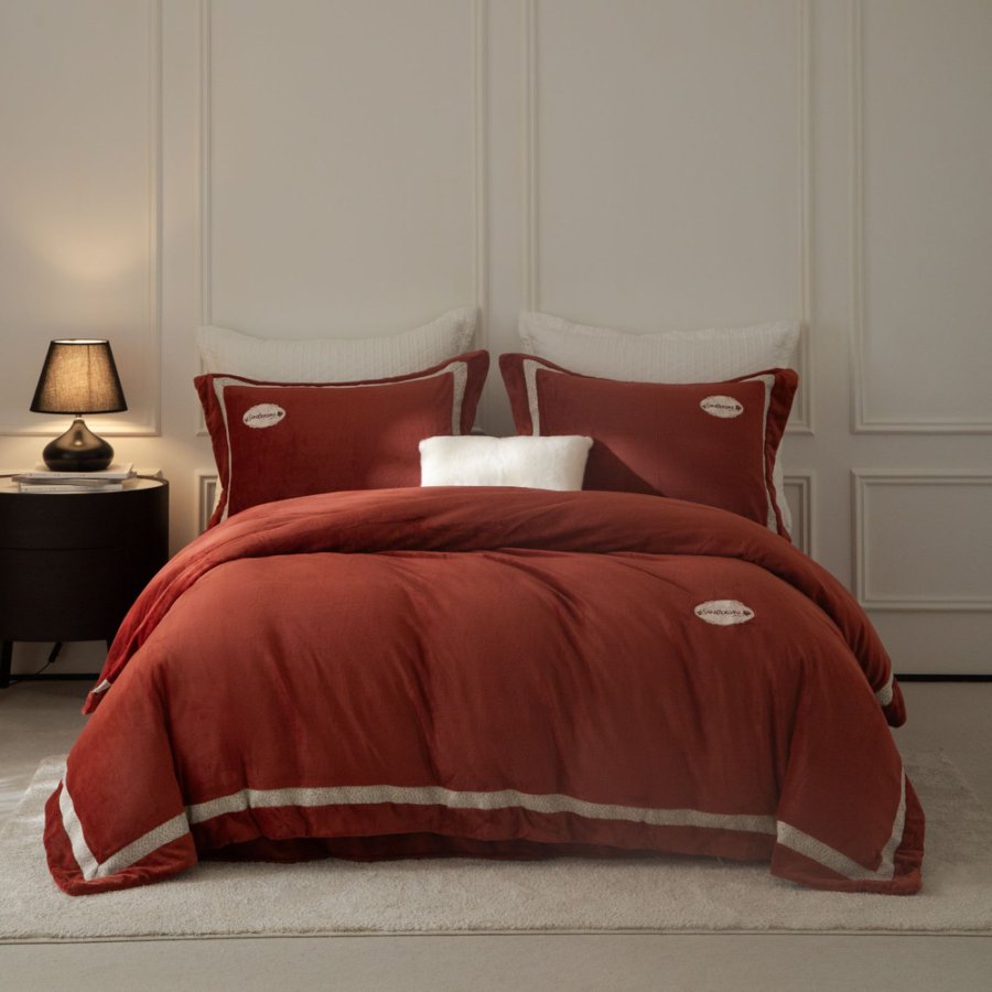 KSLD高克重亲肤柔软刺绣牛奶绒四件套zb可可99