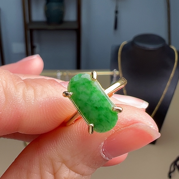 翡翠戒指银S925镶嵌戒指