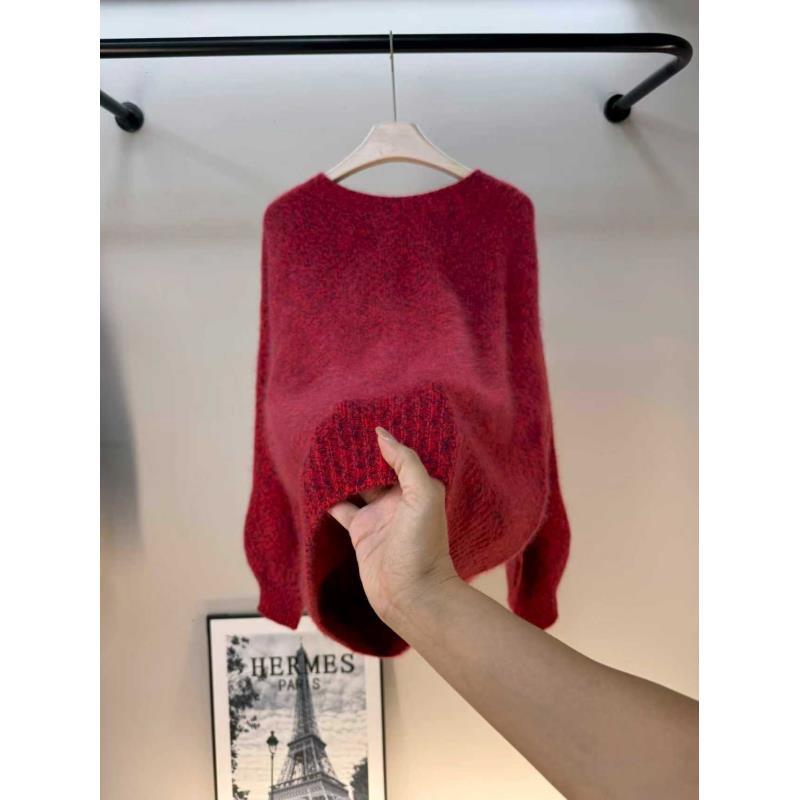 【汐瑾】红色《澳洲进口Tasmanian纱线》100拉绒，八股花纱羊绒衫