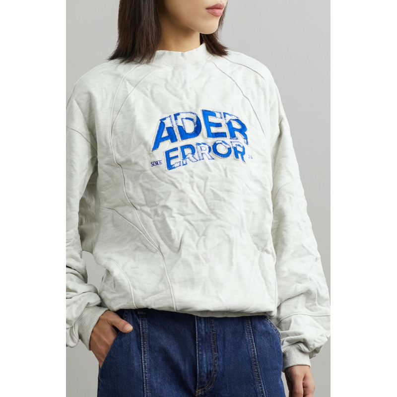 ADERERROR女褶皱贴花棉质混纺平纹布卫衣