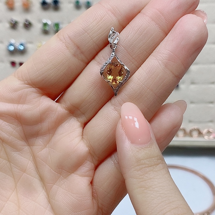 水晶颈饰银S925镶嵌吊坠