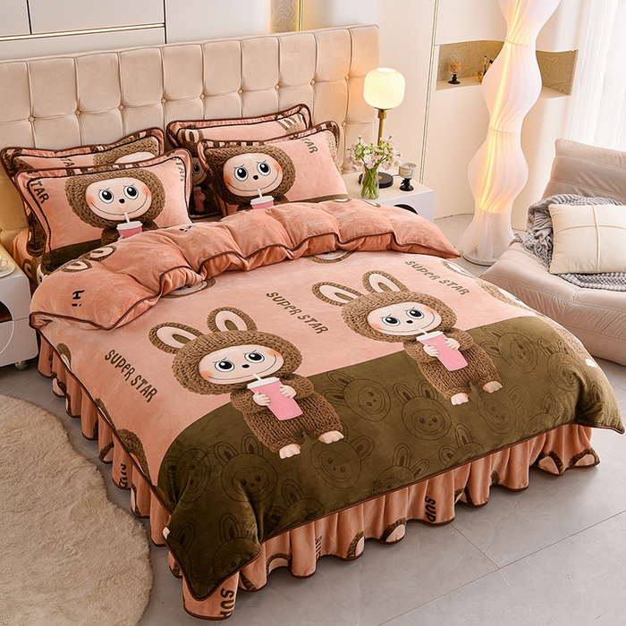 保暖床品套件印花防静电四件套加绒