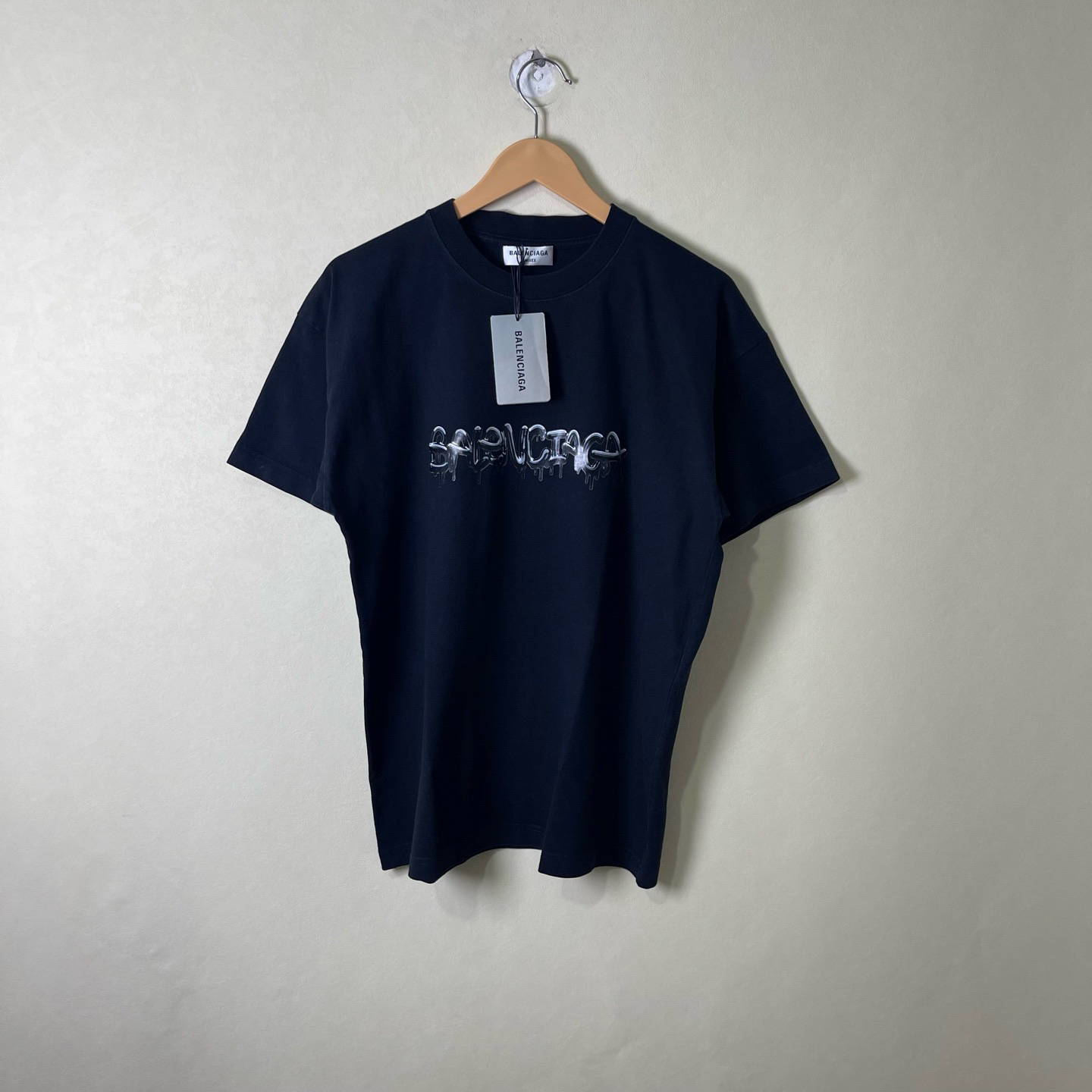 99新 Balenciaga/巴黎世家 99新 黑色果冻溶解logo短袖T恤