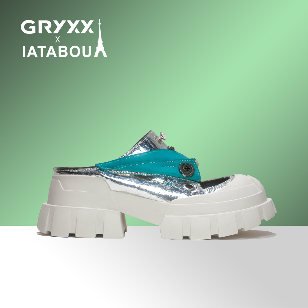 IATABOU夏季真皮厚底圆头小众英伦坡跟松糕底半拖高跟鞋TA156080