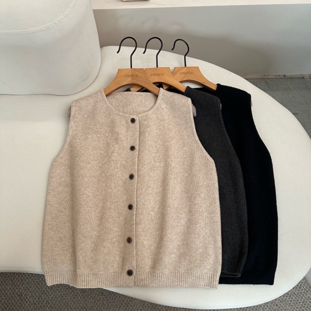 【墨涵精选】新款简约气质时尚休闲针织马甲89218