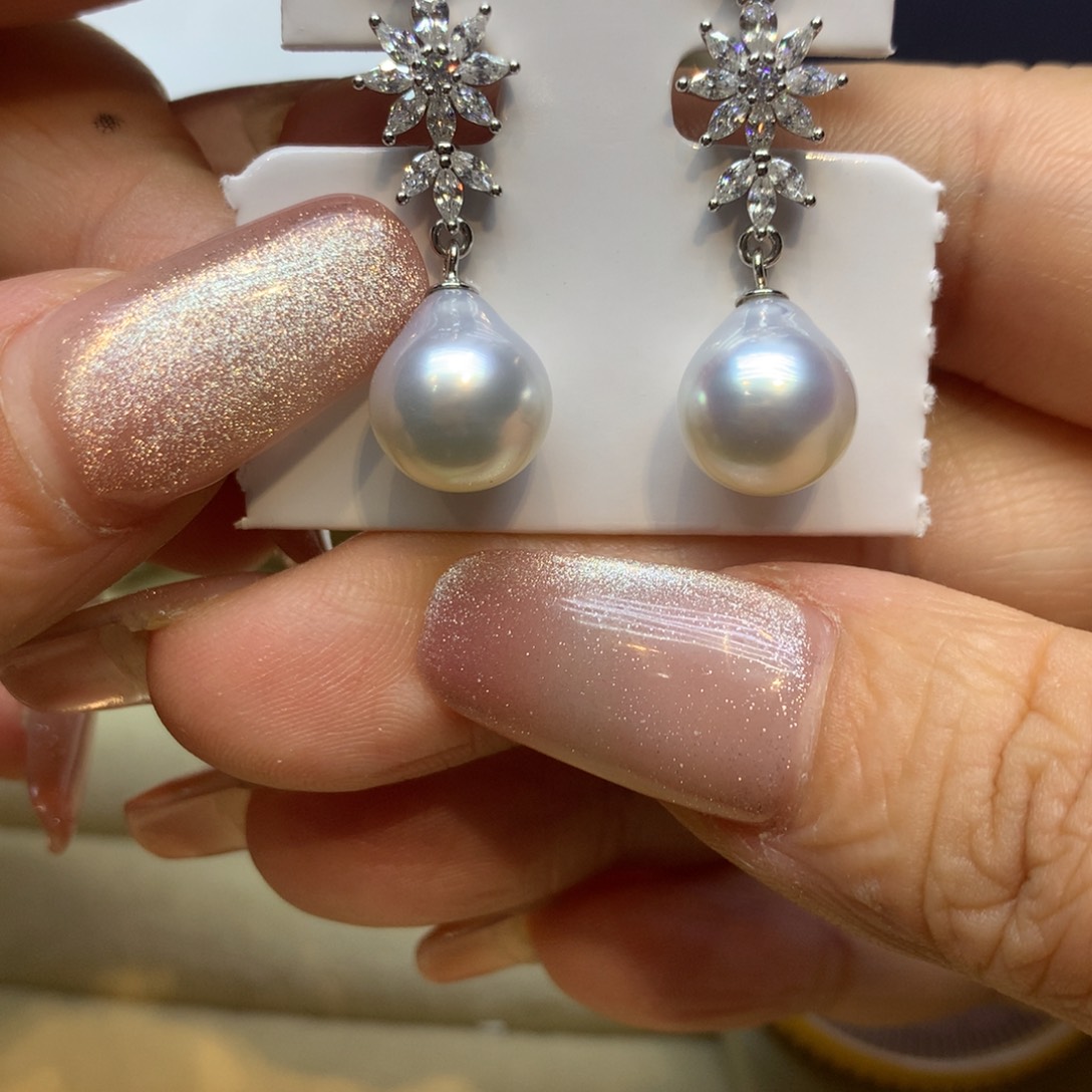 银S925镶嵌耳饰海水珍珠