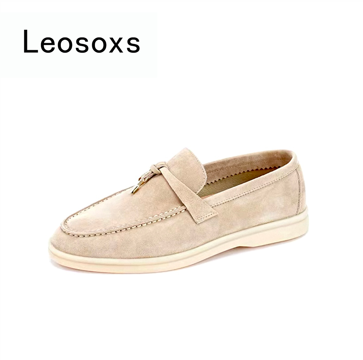 Leosoxs LP英伦风马衔扣时尚真皮软底乐福女鞋